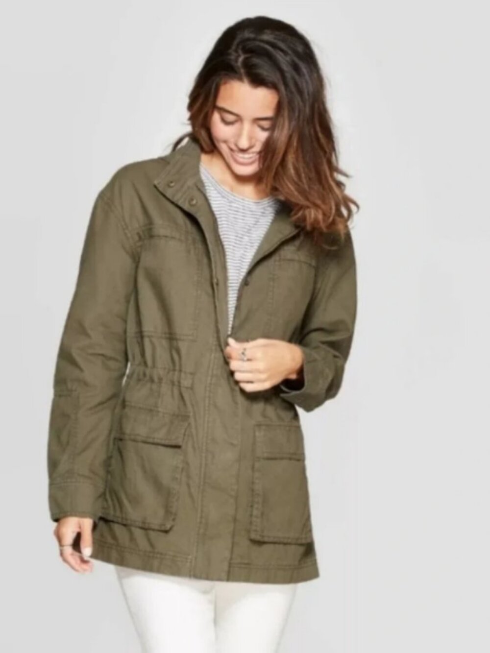 Universal Thread Army Green Hooded Utility Jacket Size S #2619